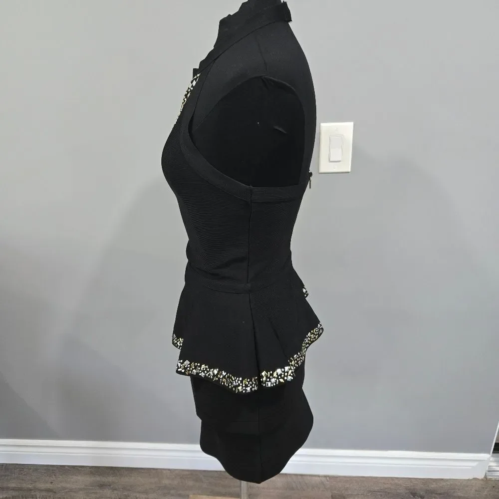 🐢 BEBE Halter Midi Dress With Metal Studs. Size M Like New.